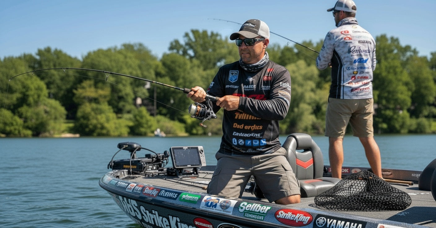 anglers teaming up fishing on the bass boat