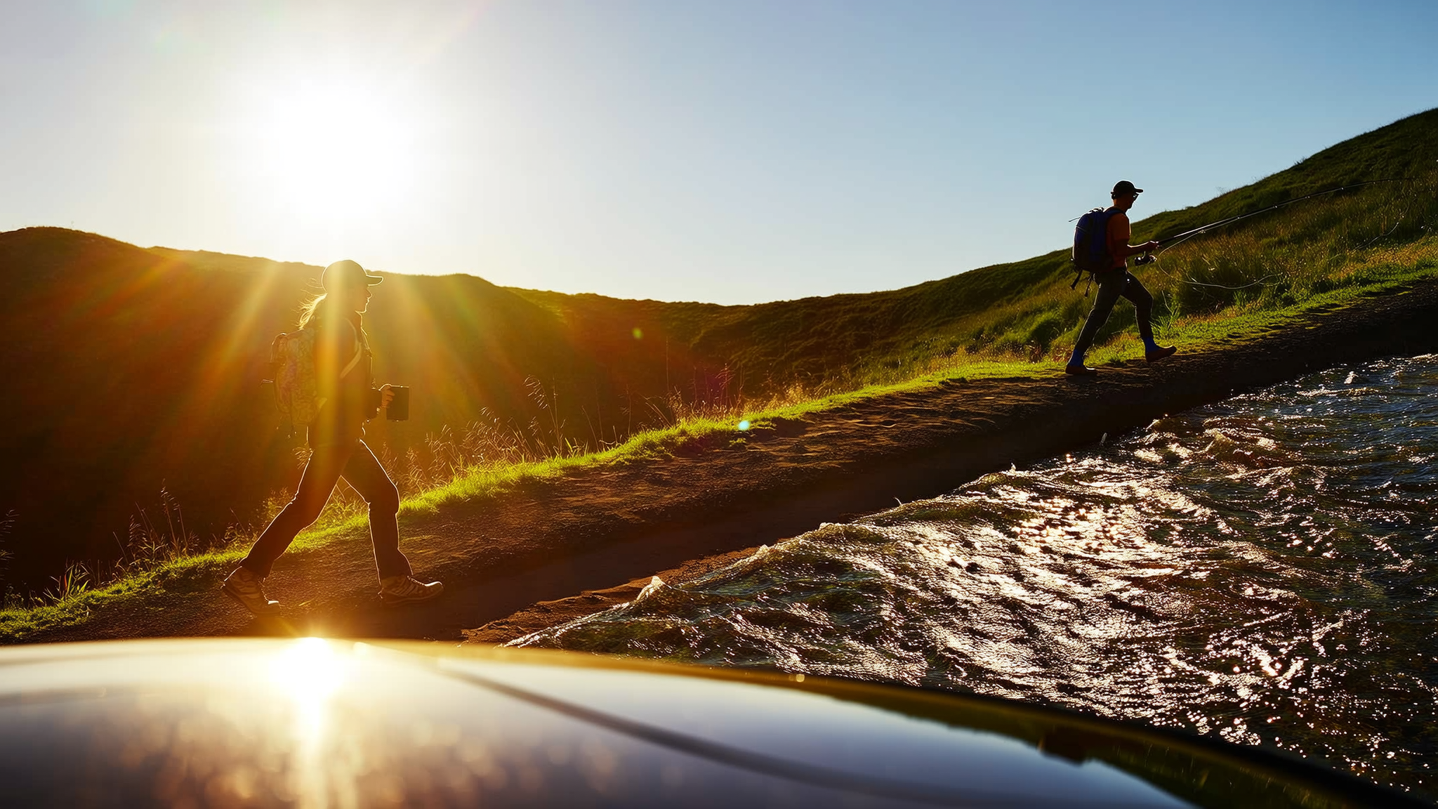 Sun glare reflects on polarized sunglasses