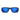 Sunglasses with blue lenses and black frame on a white background