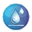 Logo with a blue droplet on a white background