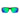 Sunglasses with green and blue reflective lenses on a white background