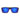 Sunglasses with blue reflective lenses and black frame on a white background