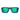 Sunglasses with green and blue reflective lenses on a white background