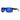 Black sunglasses with blue lenses on a white background