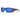 Sunglasses with blue reflective lenses and gray frame on a white background