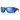 Nines sport sunglasses with a matte black frame, vibrant blue mirrored lenses, and red temple tips, shown on a plain white background.