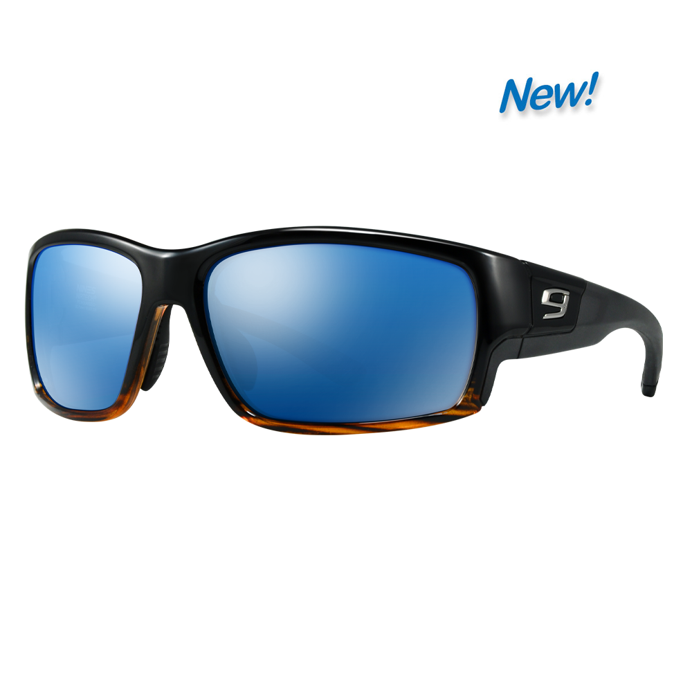 SUPERIOR sunglasses by NINES Optics brown drift glossy black frame light blue