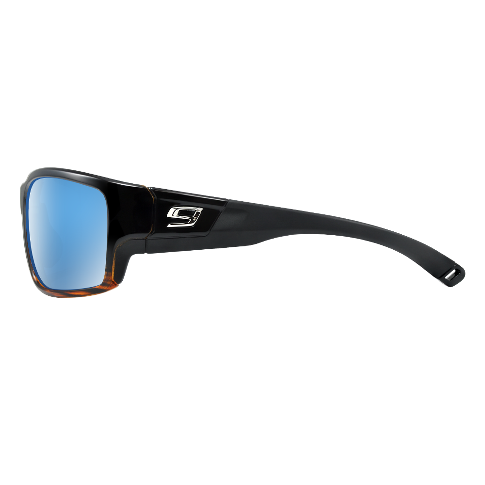 SUPERIOR sunglasses by NINES Optics brown drift glossy black frame light blue side view
