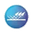 Logo with a blue circle and white icon