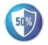 Blue circle with white text displaying '50%'
