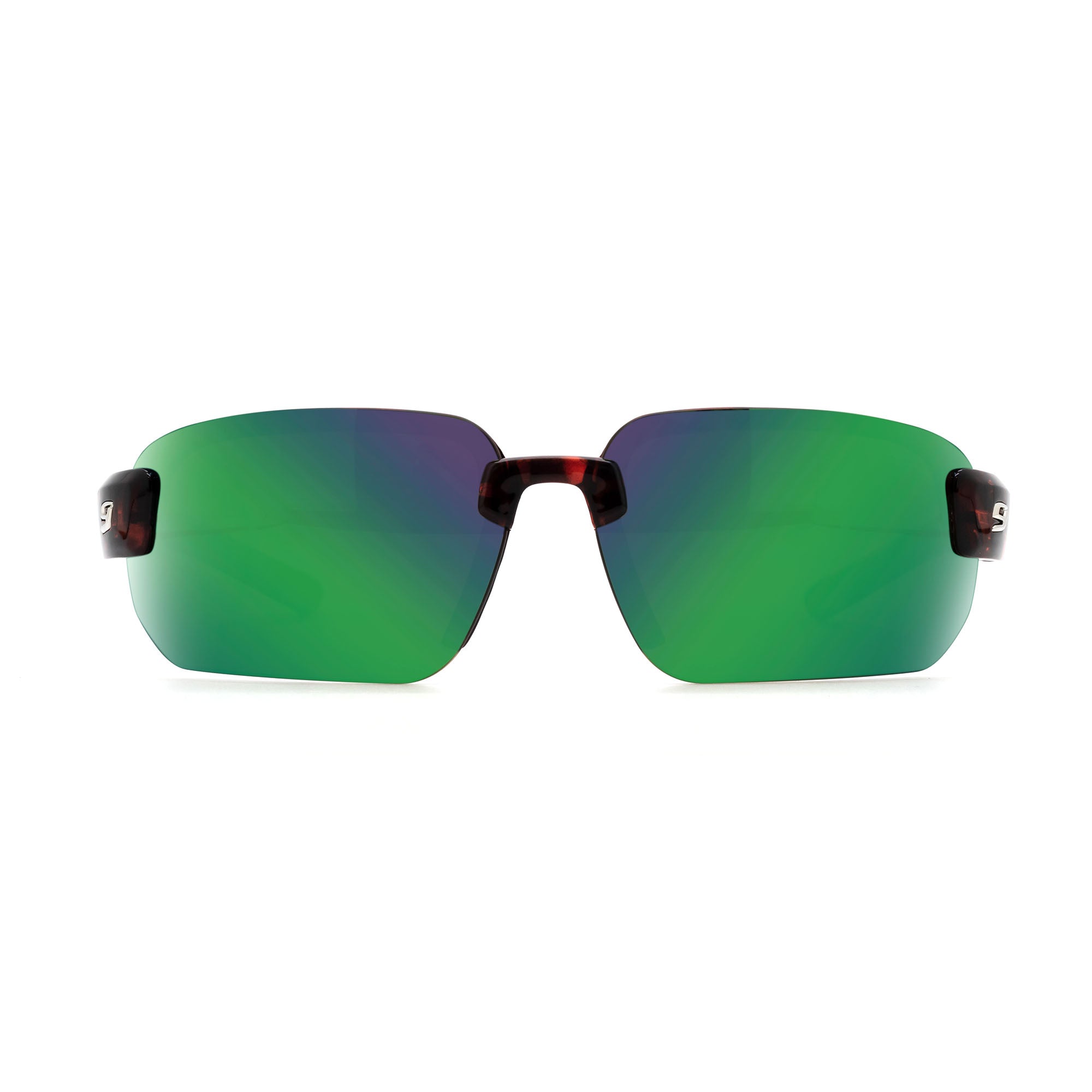 OAHE rimless sunglasses tortoise green front view